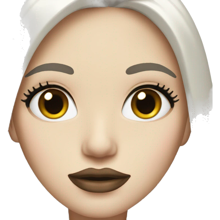 White girl with black hair and big lips with straight brows  emoji