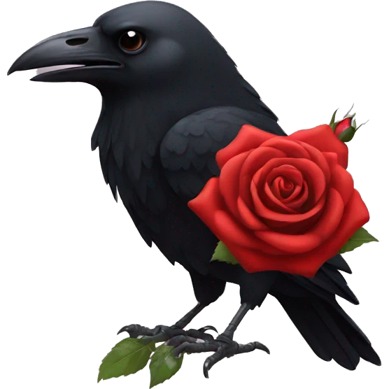 Crow holding rose emoji