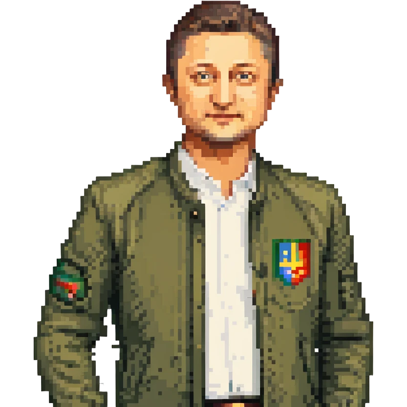 Emoji of Vladimir Zelensky waist-length, arms and shoulders within frame emoji