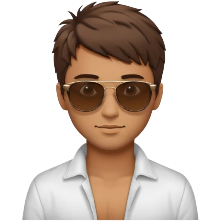 Handsome. Male. Short brown hair. Messy hairstyles. Sunglasses. Sexy pose emoji