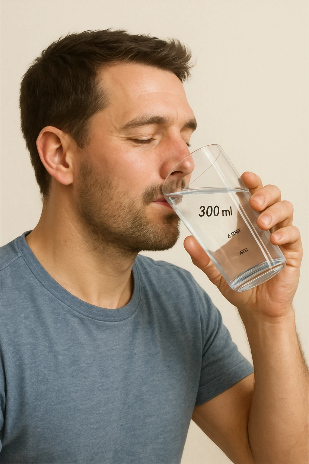 Uomo che beve acqua 300ml specifica emoji