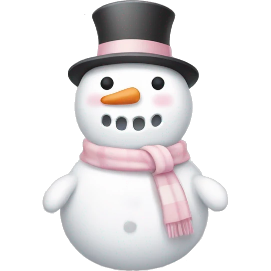 Cute white and light pink snowman emoji