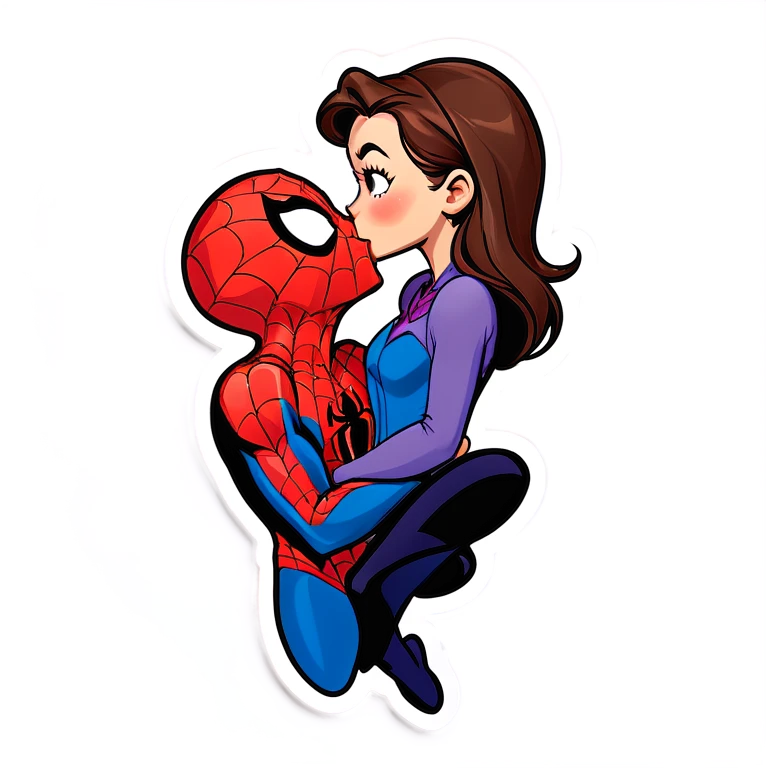 Spiderman kiss Disney girl emoji