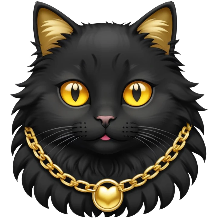 black cat wearing gold chain emoji