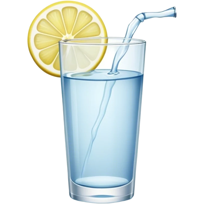 Cinematic realistic glass of water with a slice of lemon floating in it emoji