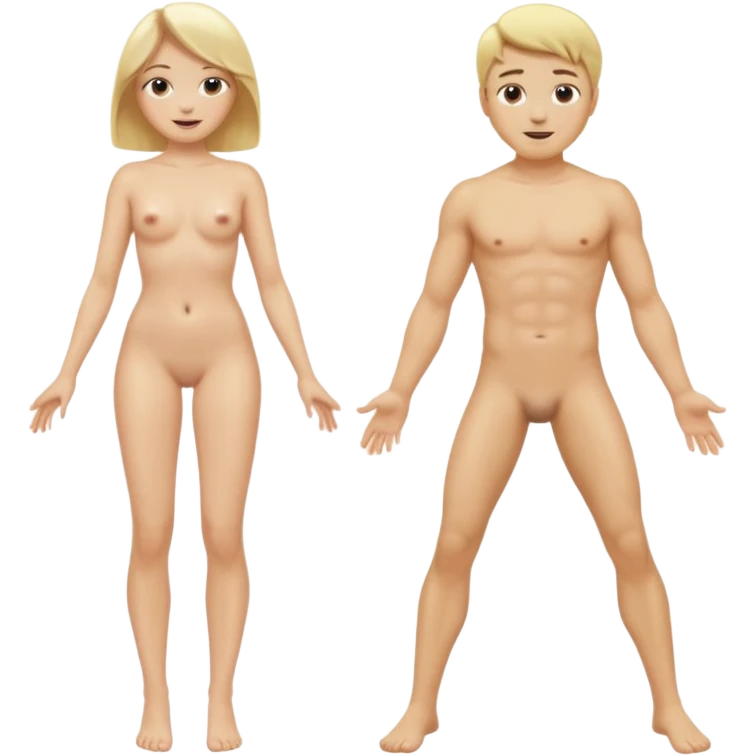 Naked blonde woman with legs spread and naked blonde man with legs spread emoji
