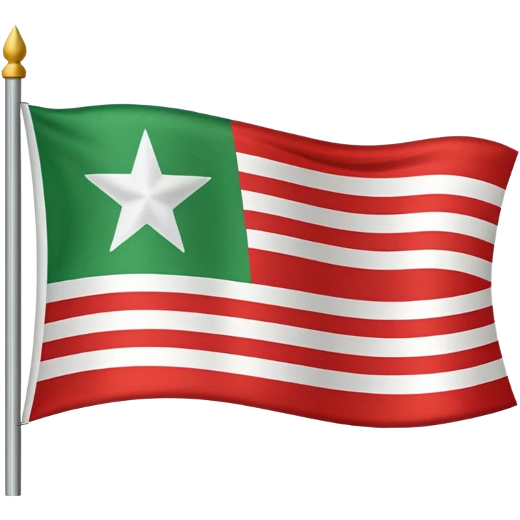 A three horizontally equal striped flag with green on top white in the middle and red in the bottom with a small black star in the middle emoji