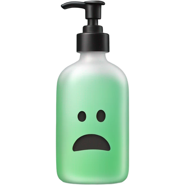 Soap bottle with arm and legs emoji