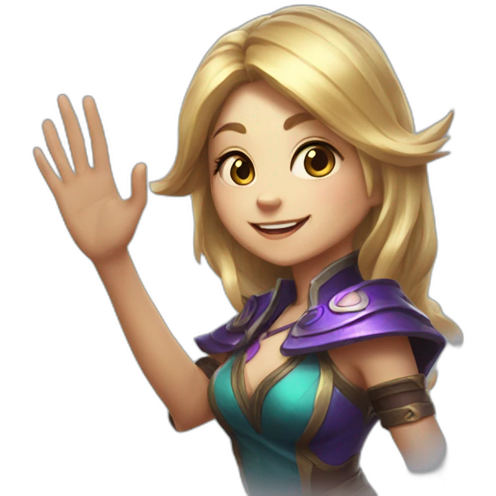 lulu from game league of legends who waves her hand hello emoji