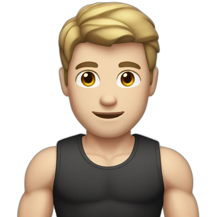 Pale skinned Fit Man With the biceps and brown hair in black shirt and gray shorts emoji