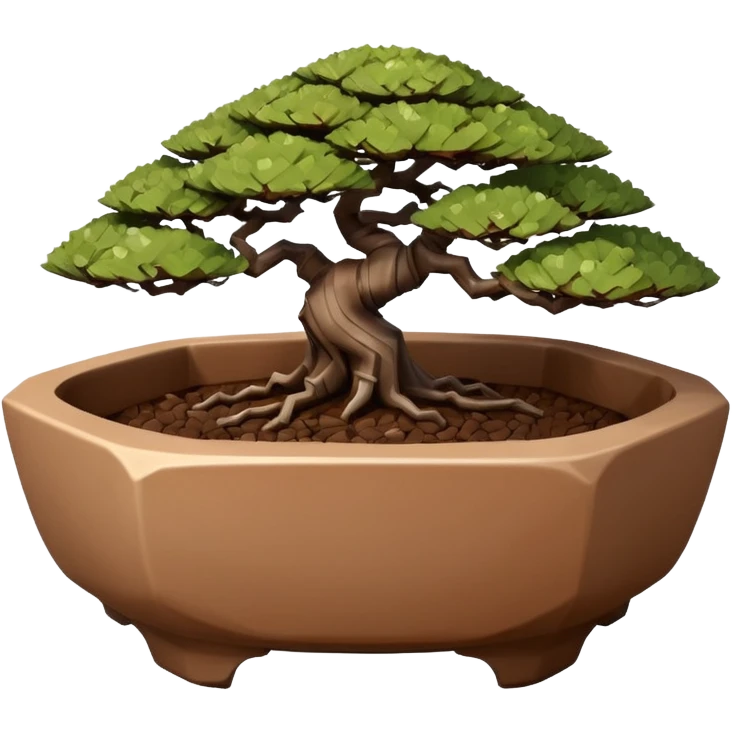 Empty bonsai pot with angular faceted asymmetrical original shaped body  emoji
