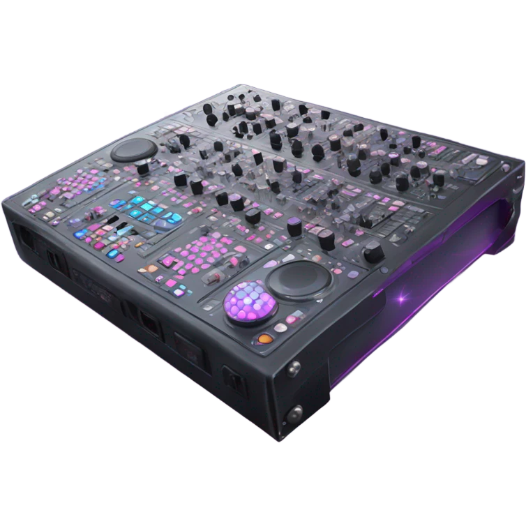 Realistic isolated DJ Sound control board with pink,blue,and purple sparkling diamonds and rhinestones on it. emoji