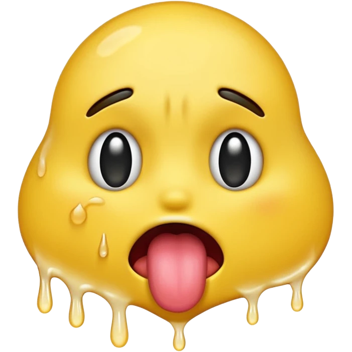 Generate a distressed and sweaty emoji with white tears dripping off of its tongue emoji