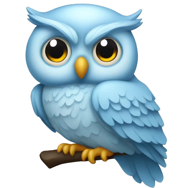 light blue owl transparent back round emoji