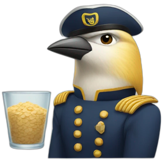 Captain bird's eye contemplating oatmeal emoji