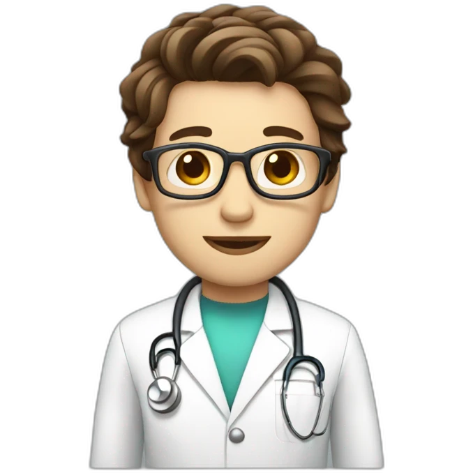Doctor, full body, brown hair, cute emoji