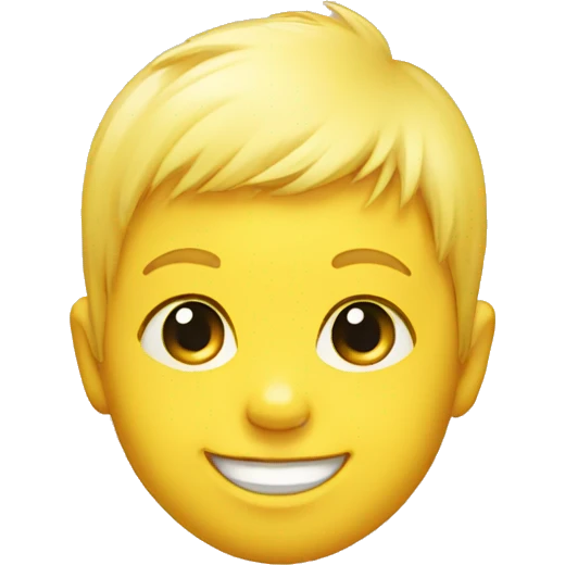 Yellow smiling baby head with tuft of hair emoji