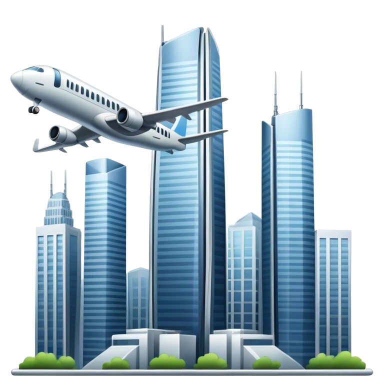 Plane flies to the twin skyscrapers  emoji