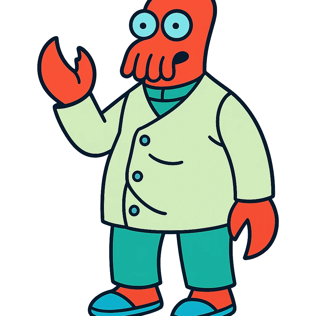 Zoidberg from Futurama, cartoon style, vibrant colors, full body emoji