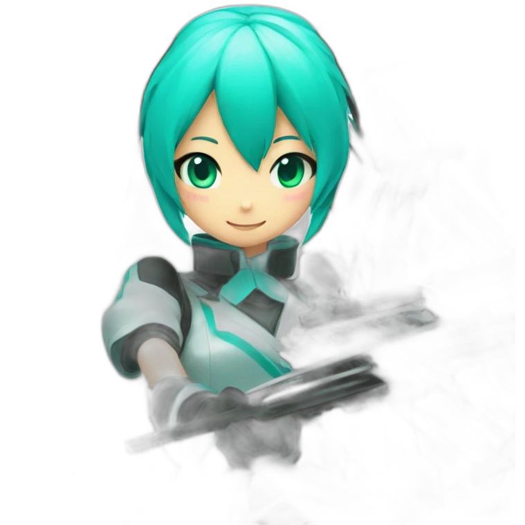 Hatsune miku with a crossbow emoji