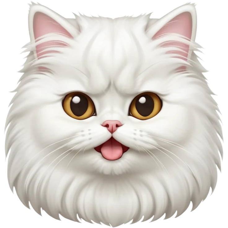 cinematic-adorable-big-eyed-fluffy-solid white-persian-cat-portrait-emoji,-head-tilted-playfully-with-a-cute,-exaggerated-yawn,-fluffy-solid white,-simplified-yet-irresistibly-cute-features emoji