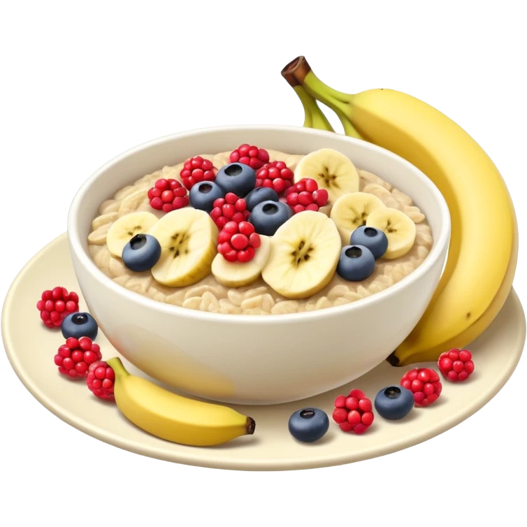 oatmeal with berries and sliced bananas emoji