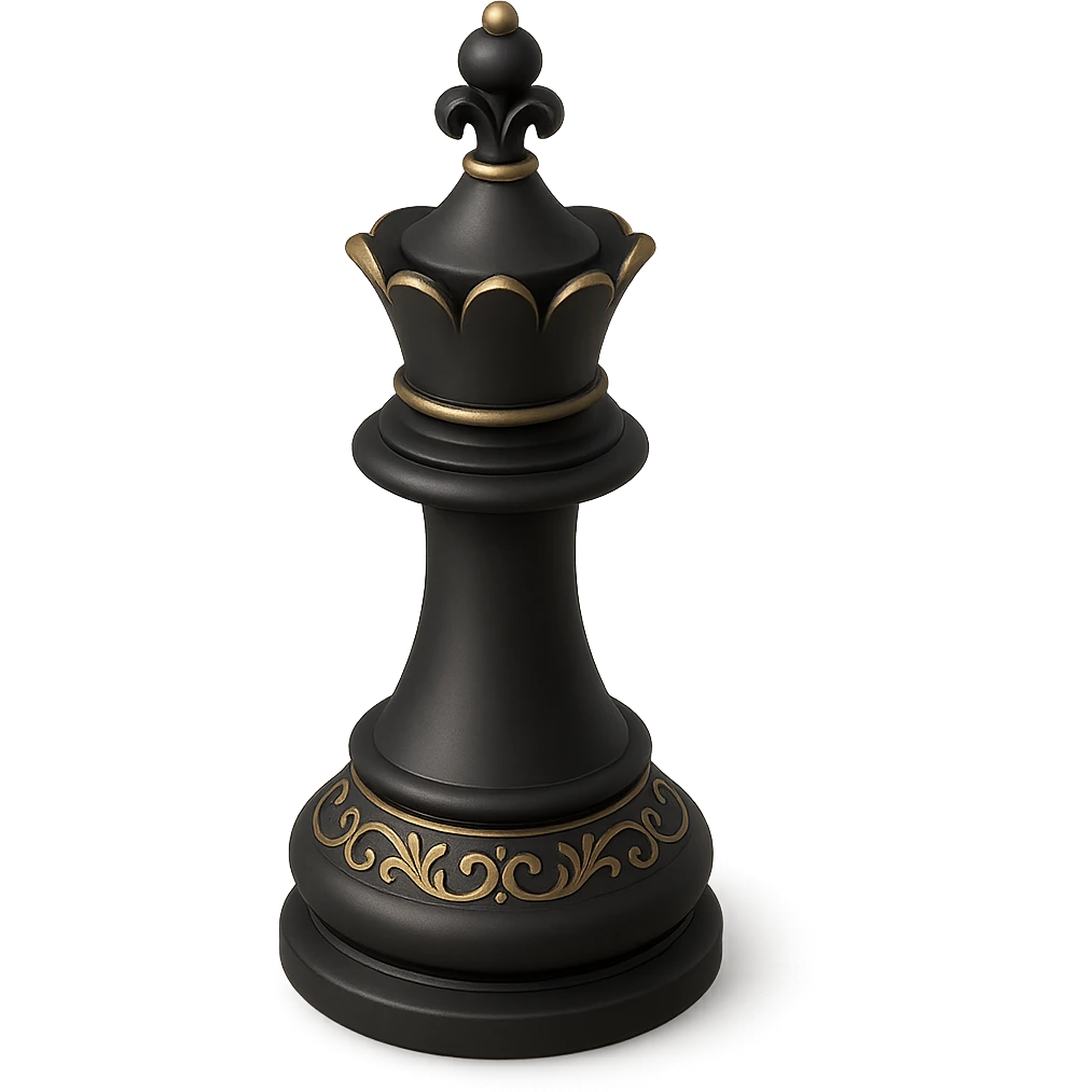 a chess queen, ornate and detailed, 3D black style emoji