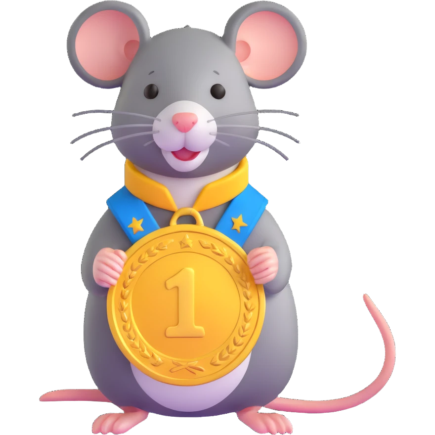 rat with a gold medal and ribbon emoji