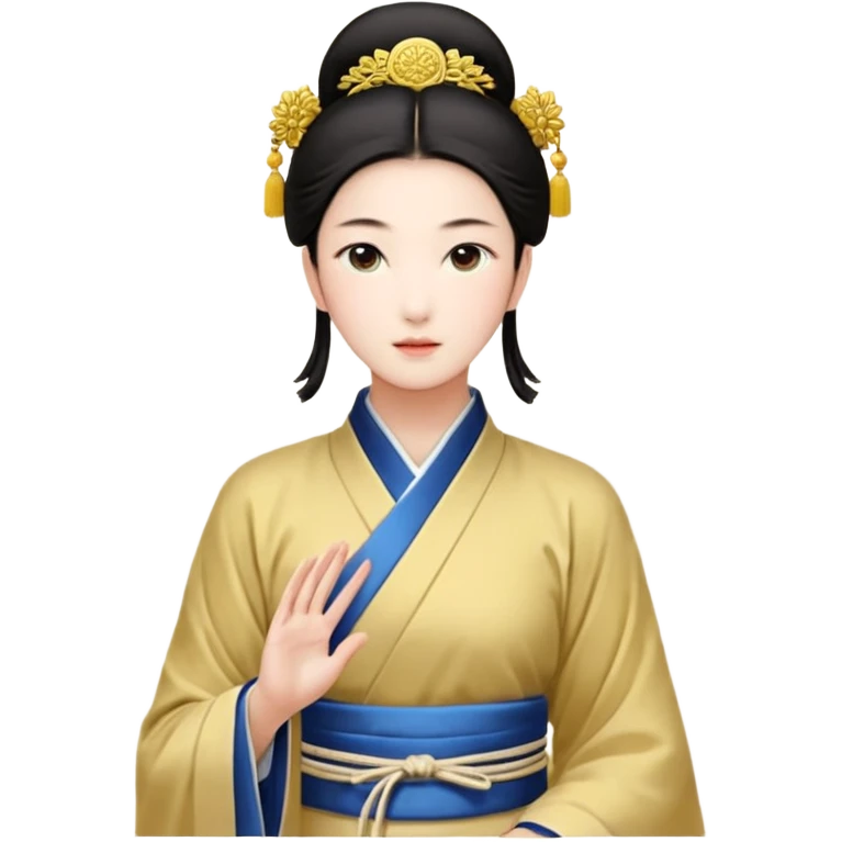 带着学士帽的，深棕色长发，黄种偏白皮肤的，高鼻梁，不戴眼镜的女博士生，在单只眼眨眼并开朗的笑，年龄26岁，学士服全身深蓝色短绒质地，但是黑领子， emoji