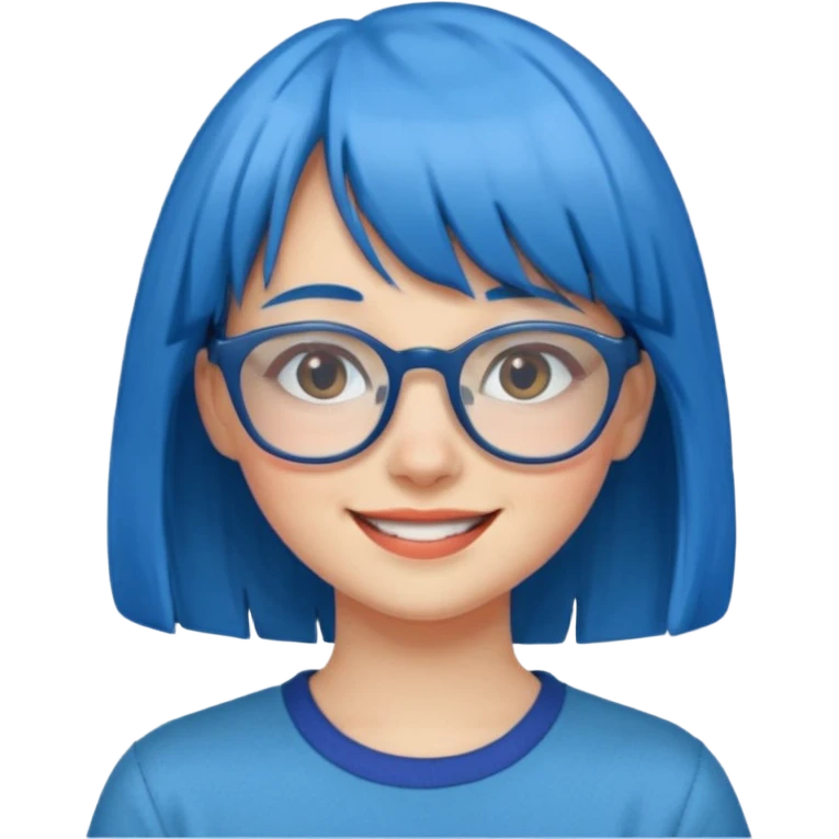 girl with bangs and blue hair and glassess emoji