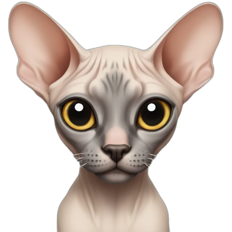 sphynx cat with black spot on the bridge of his nose between his eyes emoji