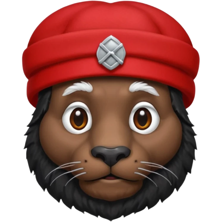 black suited old animal with red fes hat emoji