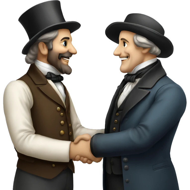 Victorian man meets another man and they shake hands emoji