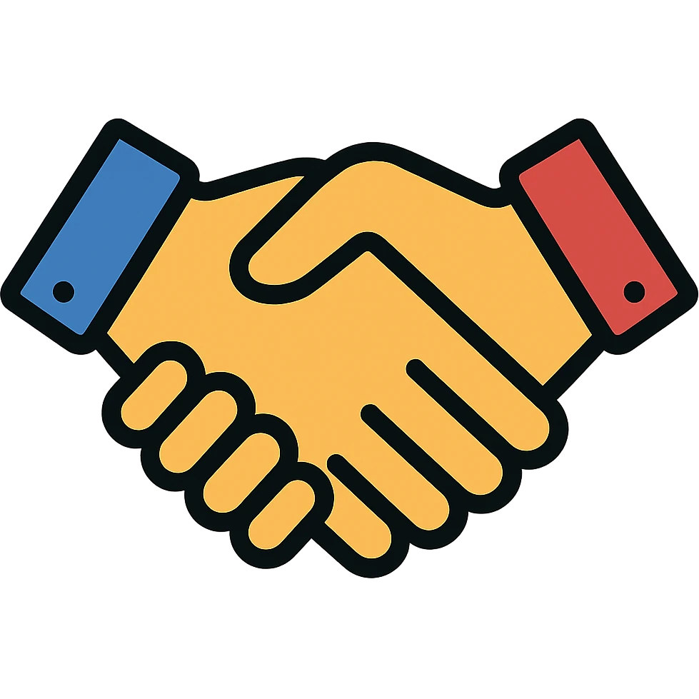 colored outline icon of a handshake emoji