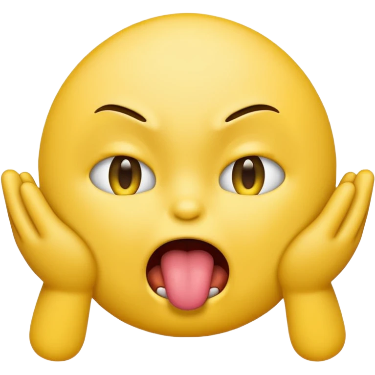 emoji choking itself with its hands, eyes clenched and tongue out emoji