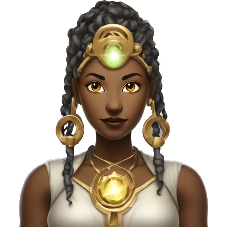 Technomancy Goddess is a mystical being who controls both magic and technology. She can cast spells on technological networks. Her powers blend the ancient art of magic with advanced cybernetics and technology. She can command machines emoji