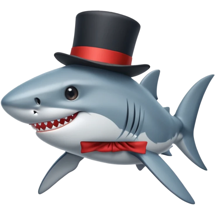 Shark with a top hat emoji