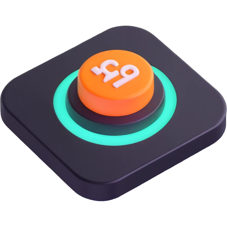3D GO button with glowing effect emoji