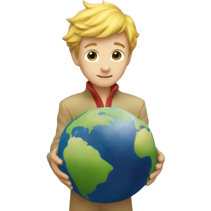 The little prince holds the earth in his hands emoji