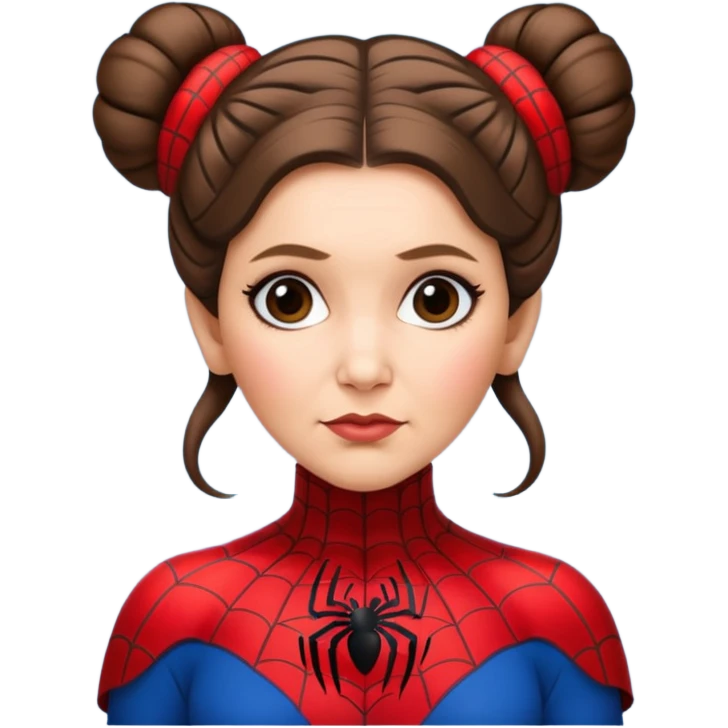 Princess Leia with iconic hair buns wearing a Spiderman suit, emoji style emoji