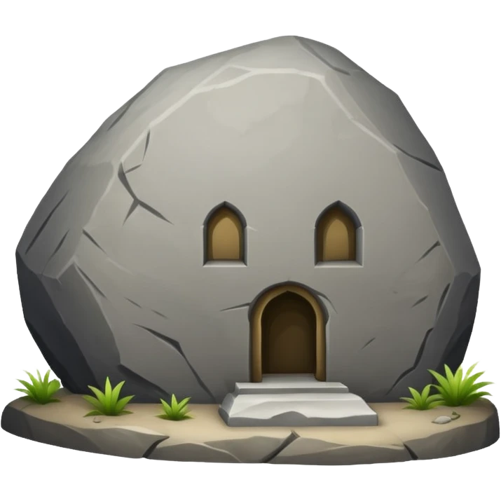 A BOULDER in front of a tomb emoji