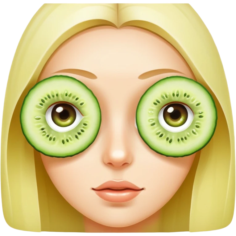 Girl doing skincare with cucumber  emoji