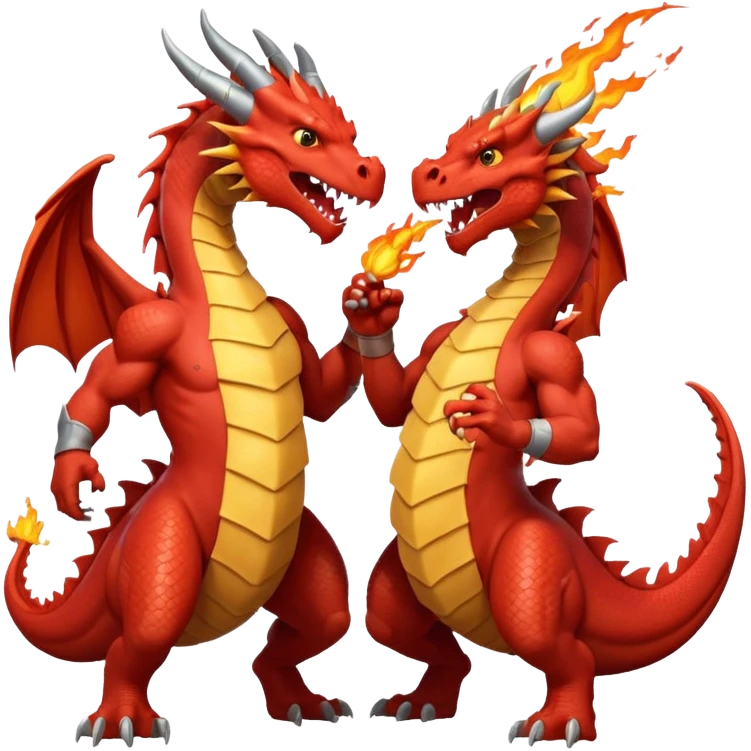 a dragon and a hero clashing in combat emoji