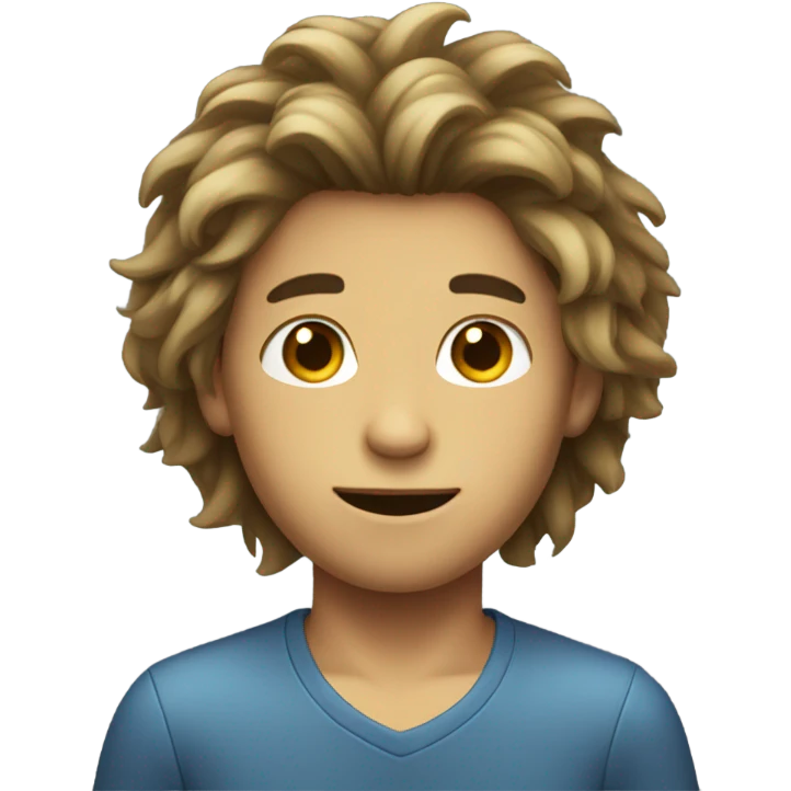 Long shaggy hair boy and moustache no mustache emoji