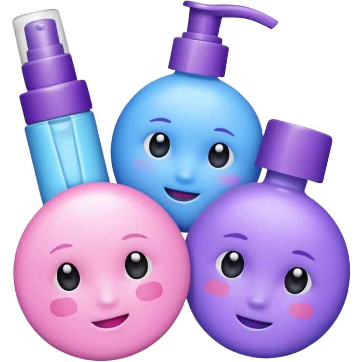 aesthetic skincare products asmr pink blue purple emoji