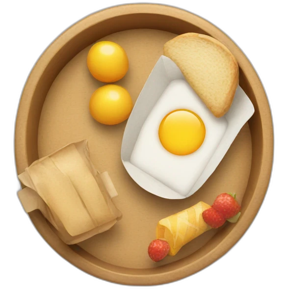 hand holding a tray with food in it emoji