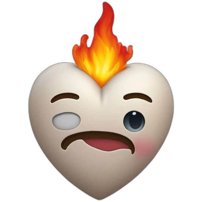 Coeur en feu avec écrit je t'aime dans le coeur emoji