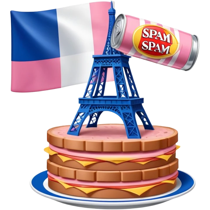 Spam meat Eiffel tower on a French flag emoji
