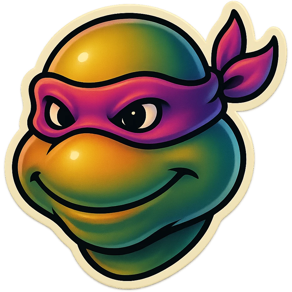 generate the face of a ninja turtle
Without showing teeth
It can't be green
maybe with a Nina mask instead of those stripes emoji