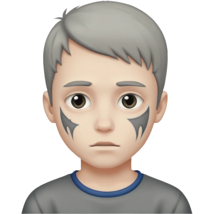 boy with scars on face and grey pigment emoji